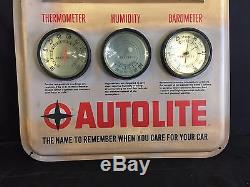 Vintage Rare c1960 Ford Autolite Weather Gas Oil 30 Sign Thermometer/Barometer