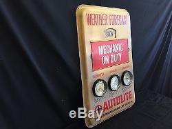 Vintage Rare c1960 Ford Autolite Weather Gas Oil 30 Sign Thermometer/Barometer