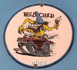 Vintage Rat Fink Porcelain Gas Oil Wild Child Roth Hot Rod Service Pump Sign