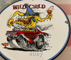 Vintage Rat Fink Wild Child Porcelain Sign Ed Big Daddy Roth Hot Rod Gas Oil