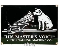 Vintage Rca Porcelain Sign Record Player Gramophone Gas Oil Nipper The Dog