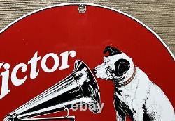 Vintage Rca Porcelain Sign Record Player Gramophone Gas Oil Nipper The Dog