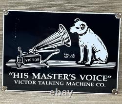 Vintage Rca Porcelain Sign Record Player Gramophone Gas Oil Nipper The Dog