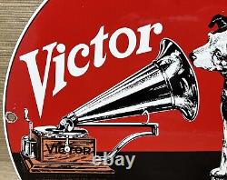 Vintage Rca Porcelain Sign Record Player Gramophone Gas Oil Nipper The Dog