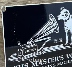 Vintage Rca Porcelain Sign Record Player Gramophone Gas Oil Nipper The Dog