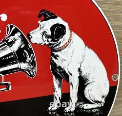 Vintage Rca Porcelain Sign Record Player Gramophone Gas Oil Nipper The Dog