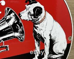 Vintage Rca Porcelain Sign Record Player Gramophone Gas Oil Nipper The Dog