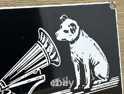 Vintage Rca Porcelain Sign Record Player Gramophone Gas Oil Nipper The Dog