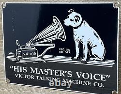 Vintage Rca Porcelain Sign Record Player Gramophone Gas Oil Nipper The Dog