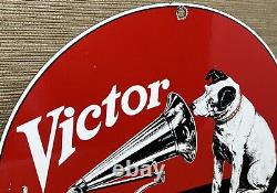 Vintage Rca Porcelain Sign Record Player Gramophone Gas Oil Nipper The Dog