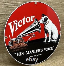 Vintage Rca Porcelain Sign Record Player Gramophone Gas Oil Nipper The Dog