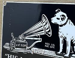 Vintage Rca Porcelain Sign Record Player Gramophone Gas Oil Nipper The Dog