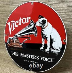 Vintage Rca Porcelain Sign Record Player Gramophone Gas Oil Nipper The Dog