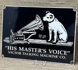Vintage Rca Porcelain Sign Record Player Gramophone Gas Oil Nipper The Dog