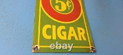 Vintage Red Cirlce Porcelain Tobacco Cigar Pipe General Store Gas Pump Sign