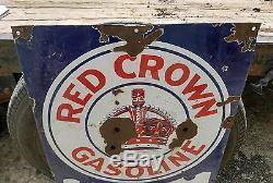 Vintage Red Crown Gasoline For Power Sign Service Station Gas Oil
