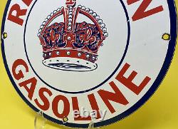Vintage Red Crown Gasoline Porcelain Sign Standard Oil Gas Station Pump Plate