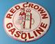 Vintage Red Crown Gasoline Sign Gas Oil Pump Porcelain Sign