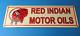 Vintage Red Indian Porcelain Large American Indian Service Station Gas Pump Sign