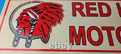 Vintage Red Indian Porcelain Large American Indian Service Station Gas Pump Sign