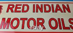 Vintage Red Indian Porcelain Large American Indian Service Station Gas Pump Sign
