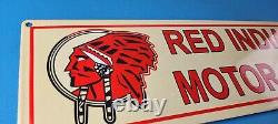 Vintage Red Indian Porcelain Large American Indian Service Station Gas Pump Sign