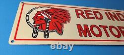 Vintage Red Indian Porcelain Large American Indian Service Station Gas Pump Sign