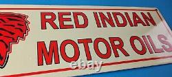 Vintage Red Indian Porcelain Large American Indian Service Station Gas Pump Sign