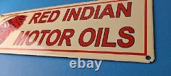 Vintage Red Indian Porcelain Large American Indian Service Station Gas Pump Sign