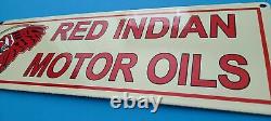 Vintage Red Indian Porcelain Large American Indian Service Station Gas Pump Sign