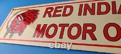 Vintage Red Indian Porcelain Large American Indian Service Station Gas Pump Sign