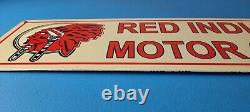 Vintage Red Indian Porcelain Large American Indian Service Station Gas Pump Sign