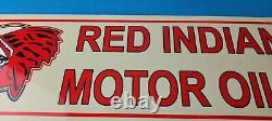 Vintage Red Indian Porcelain Large American Indian Service Station Gas Pump Sign