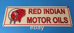 Vintage Red Indian Porcelain Sign Large American Indian Service Gas Pump Sign
