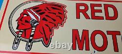Vintage Red Indian Porcelain Sign Large American Indian Service Gas Pump Sign