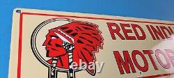 Vintage Red Indian Porcelain Sign Large American Indian Service Gas Pump Sign