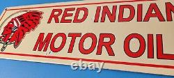 Vintage Red Indian Porcelain Sign Large American Indian Service Gas Pump Sign