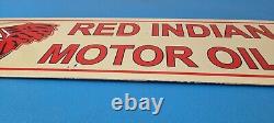 Vintage Red Indian Porcelain Sign Large American Indian Service Gas Pump Sign