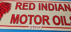 Vintage Red Indian Porcelain Sign Large American Indian Service Gas Pump Sign