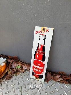 Vintage Red Rock Cola Porcelain Sign Beverage Soda Drink Oil Gas Station Service