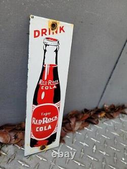 Vintage Red Rock Cola Porcelain Sign Beverage Soda Drink Oil Gas Station Service