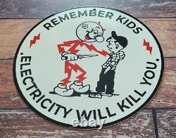 Vintage Reddy Electric Porcelain Warning Electricity Gas Service Station Sign