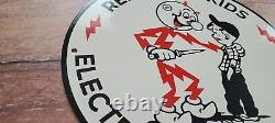 Vintage Reddy Electric Porcelain Warning Electricity Gas Service Station Sign