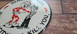 Vintage Reddy Electric Porcelain Warning Electricity Gas Service Station Sign