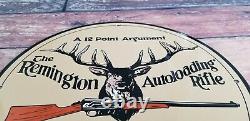 Vintage Remington Porcelain Rifle & Ammo 12 Point Buck Deer Service Sales Sign