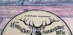 Vintage Remington Porcelain Rifle Ammo Buck Deer Service Sales Gas Pump Sign