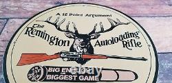 Vintage Remington Porcelain Rifle Ammo Buck Deer Service Sales Gas Pump Sign