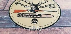 Vintage Remington Porcelain Rifle Ammo Buck Deer Service Sales Gas Pump Sign