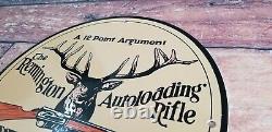 Vintage Remington Porcelain Rifle Ammo Buck Deer Service Sales Gas Pump Sign
