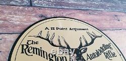 Vintage Remington Porcelain Rifle Ammo Buck Deer Service Sales Gas Pump Sign